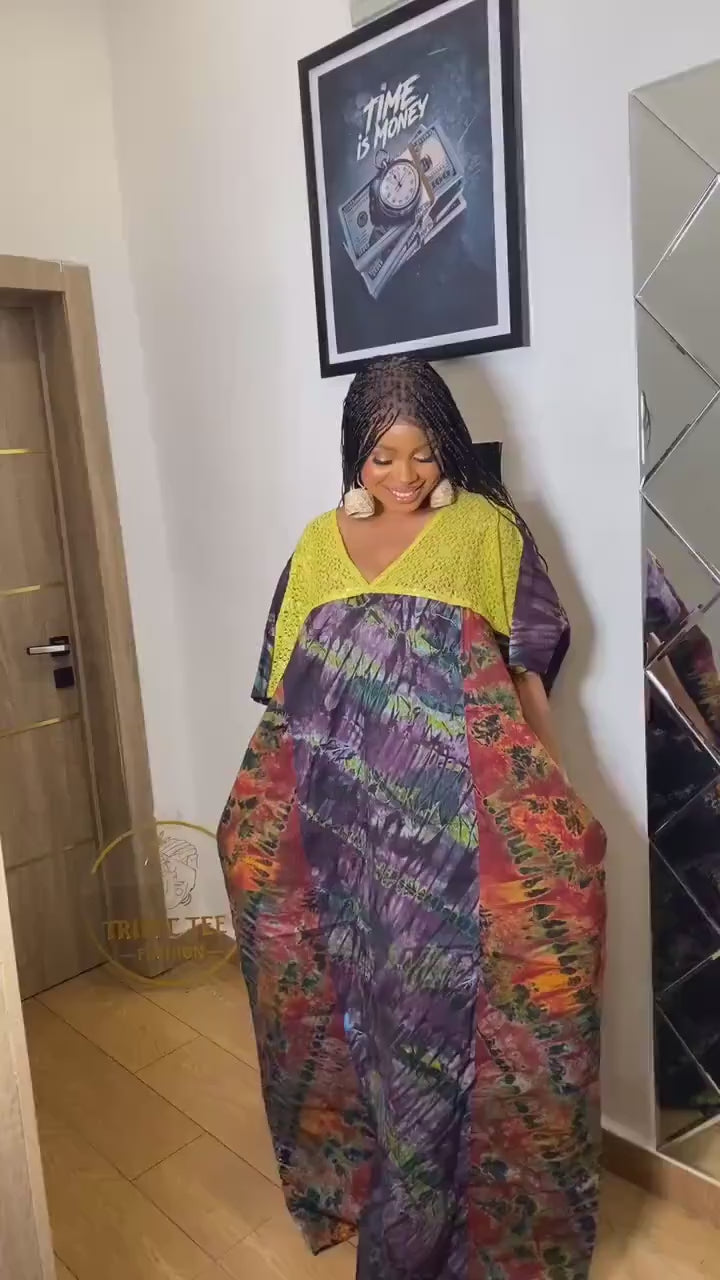 African Adire Batik dress| danshiki | Kaftan| Handmade African print dress | Nigerian made | Tie and Dye | Boubou| Rich aunty| Ankara