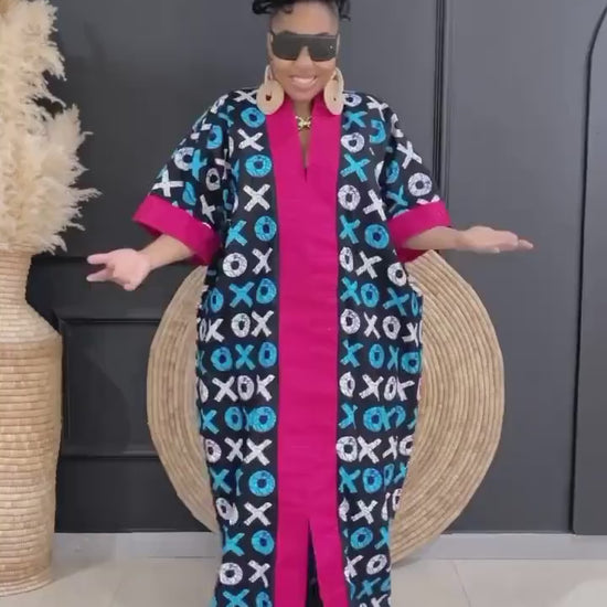 African Ankara Kaftan Dress | Handmade Cotton Boubou