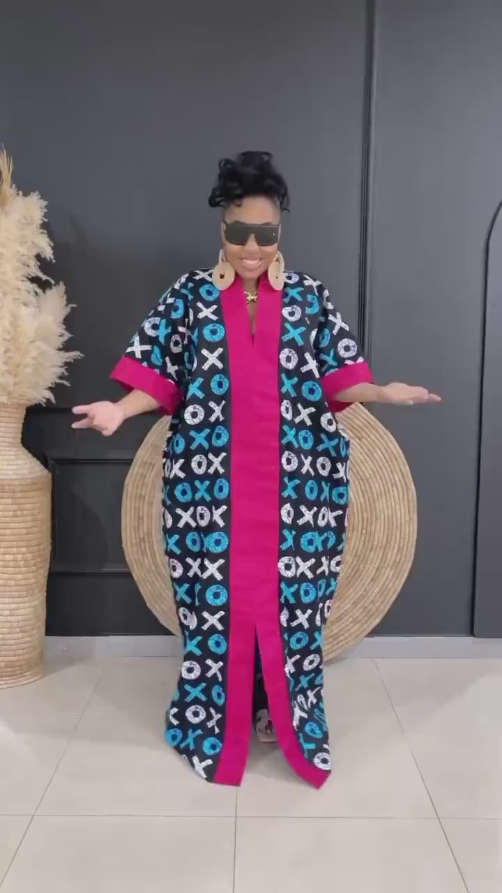 African Ankara Kaftan Dress | Handmade Cotton Boubou