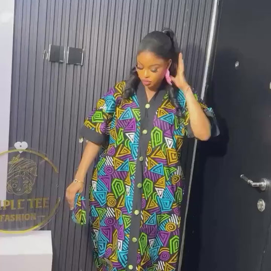 African Print Kaftan Dress | Ankara Aso Oke Bubu, One Size