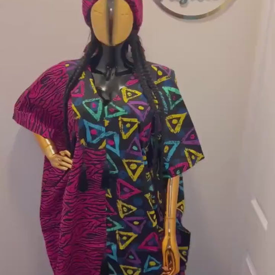 African Ankara Boubou dress| Kaftan| Handmade African print dress | Nigerian made | Tie and Dye | Boubou| Rich aunty| Bubu