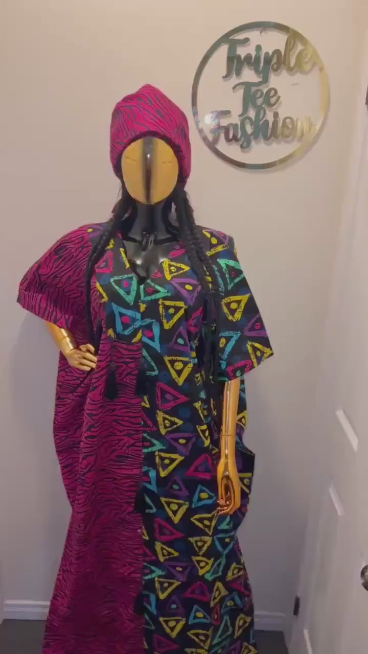 African Ankara Boubou dress| Kaftan| Handmade African print dress | Nigerian made | Tie and Dye | Boubou| Rich aunty| Bubu