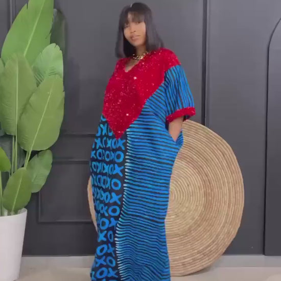 African Ankara bubu dress| Adire| long danshiki | Kaftan| Jalabiya| Rich aunty | Nigerian made dress| Party dress| One size fits all