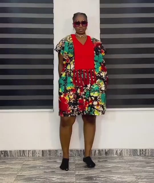 African Ankara dress| Short danshiki | Kaftan| African wear | Nigerian made | Party dress| Embroidery | Rich aunty vibesBlack History