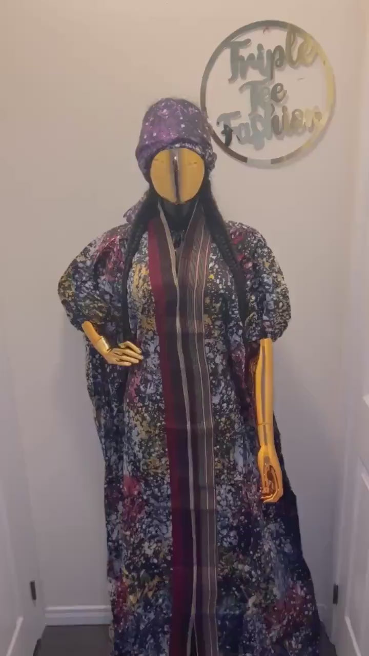 African Adire Batik Boubou dress |Inner belt bubu Kaftan| Handmade African print dress | Nigerian made | Tie and Dye | Rich aunty| Ankara