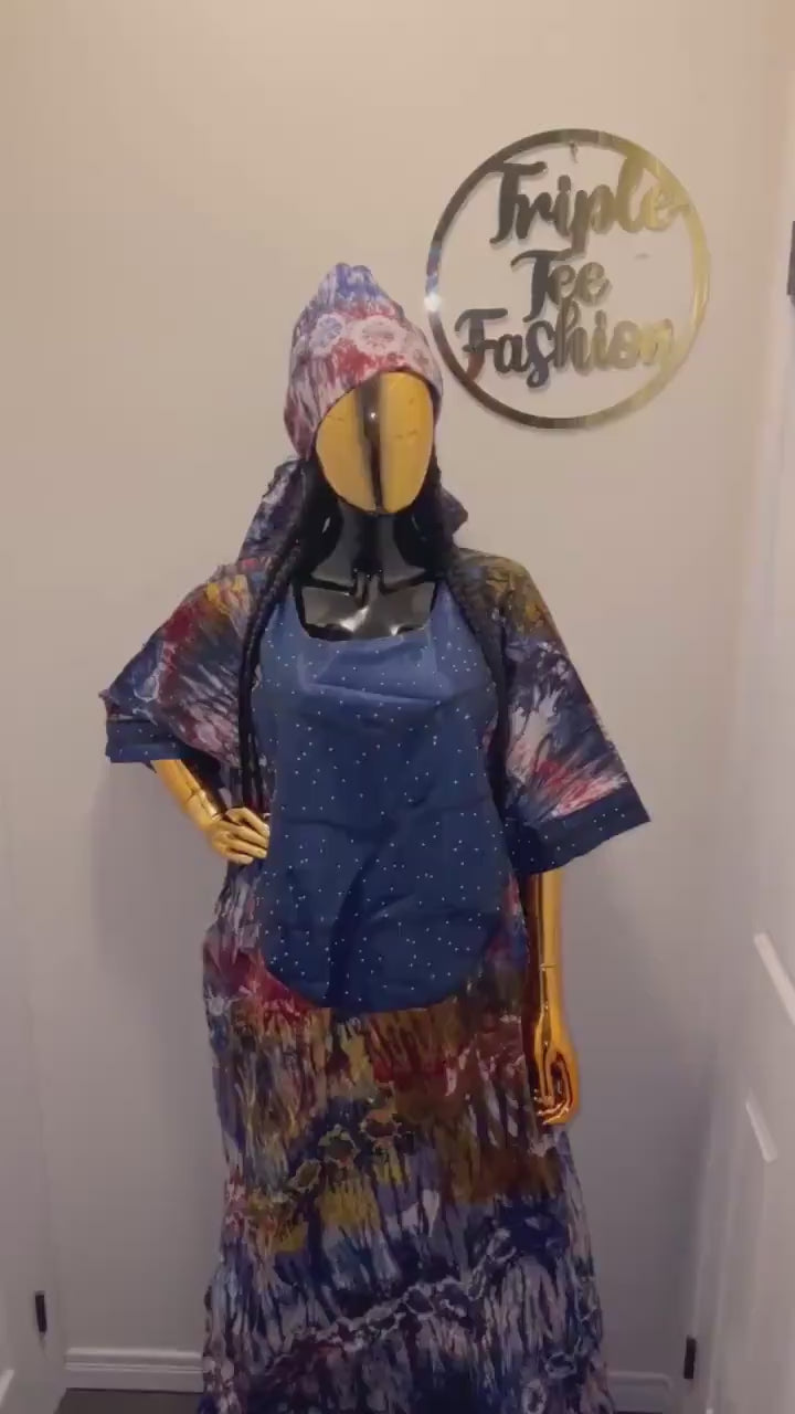 African Adire Brocade dress| danshiki |Handmade Kaftan| African print dress | Nigerian made | Adire Tie and Dye| Rich Aunty Vibes| Ankara