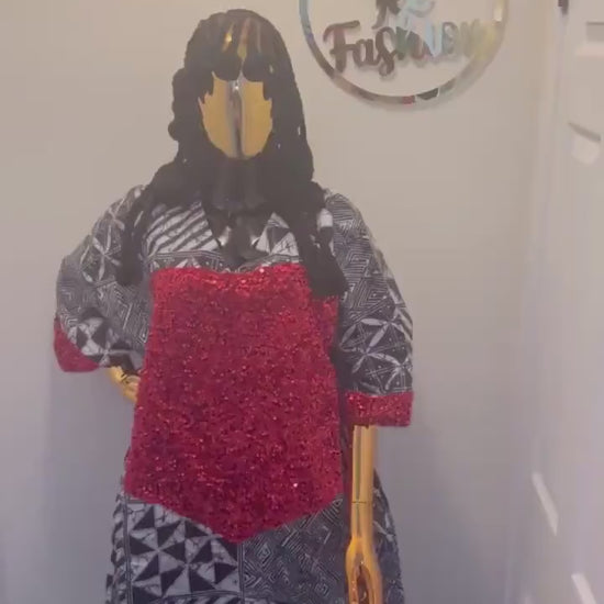 African Kampala Sequin Kaftan Dress | Plus Size Boubou