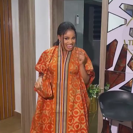Handmade African Adire Batik Kaftan Dress | Nigerian Boubou