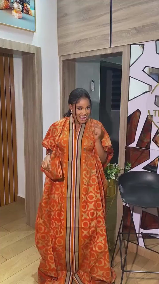 Handmade African Adire Batik Kaftan Dress | Nigerian Boubou