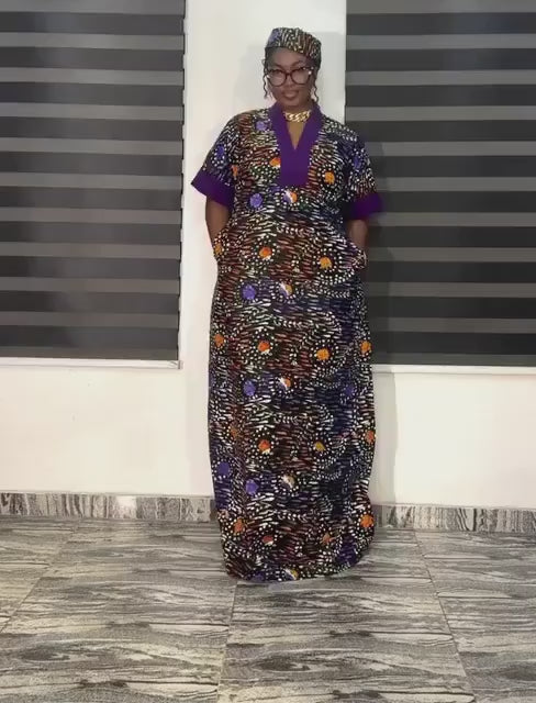 African Print Ankara Maxi Dress: Nigerian Aso Oke Kaftan