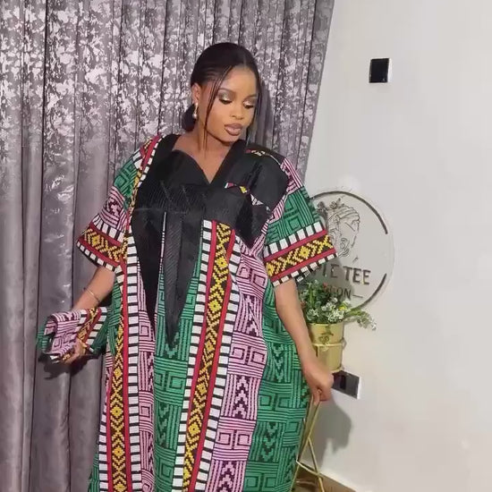 Authentic Akwete Boubou with Tinko Embroidery – One Size Fits All