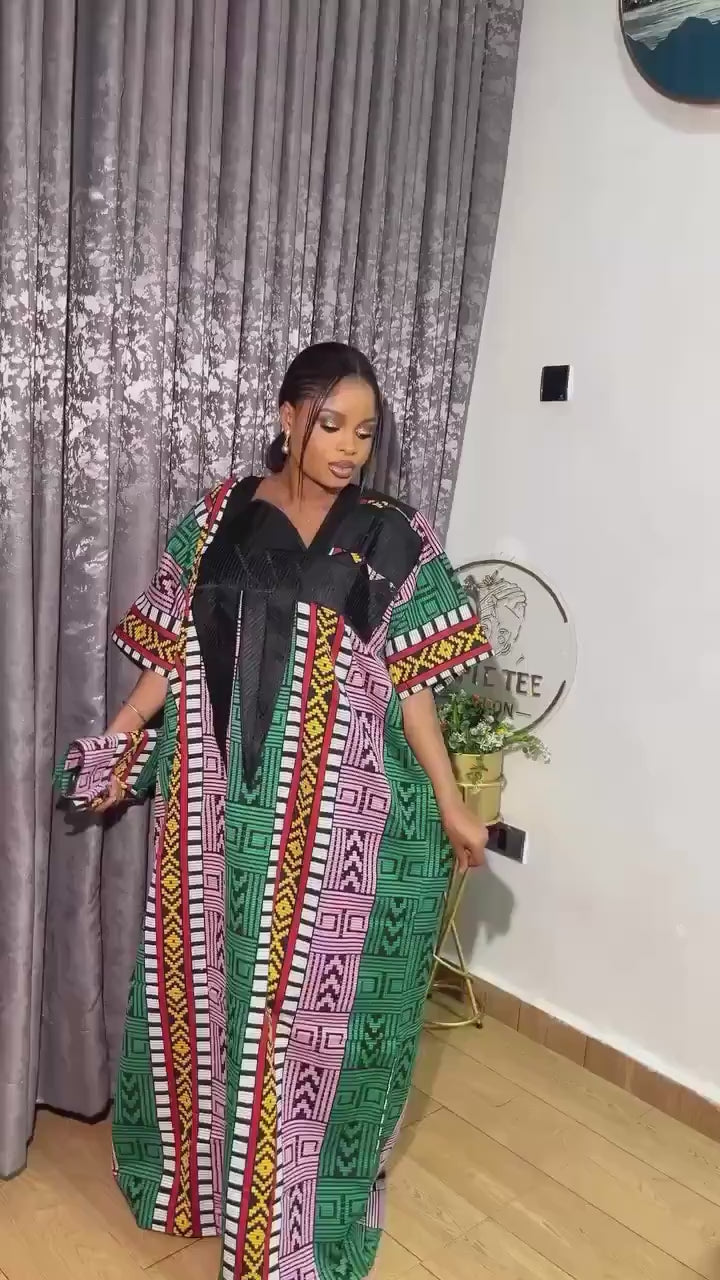 Authentic Akwete Boubou with Tinko Embroidery – One Size Fits All