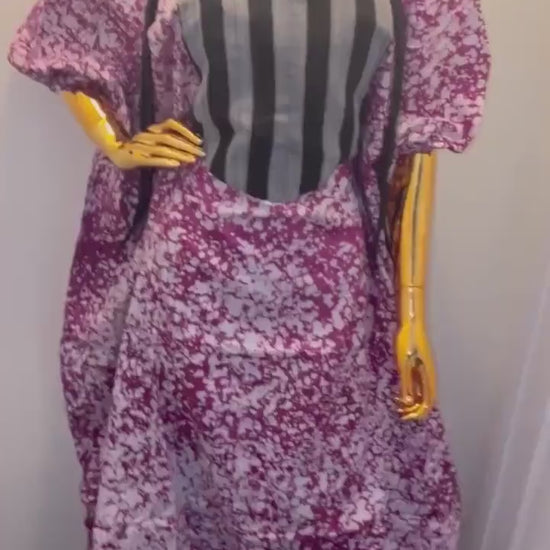 Handmade Adire Batik Boubou Dress | Nigerian Kaftan with Inner Belt