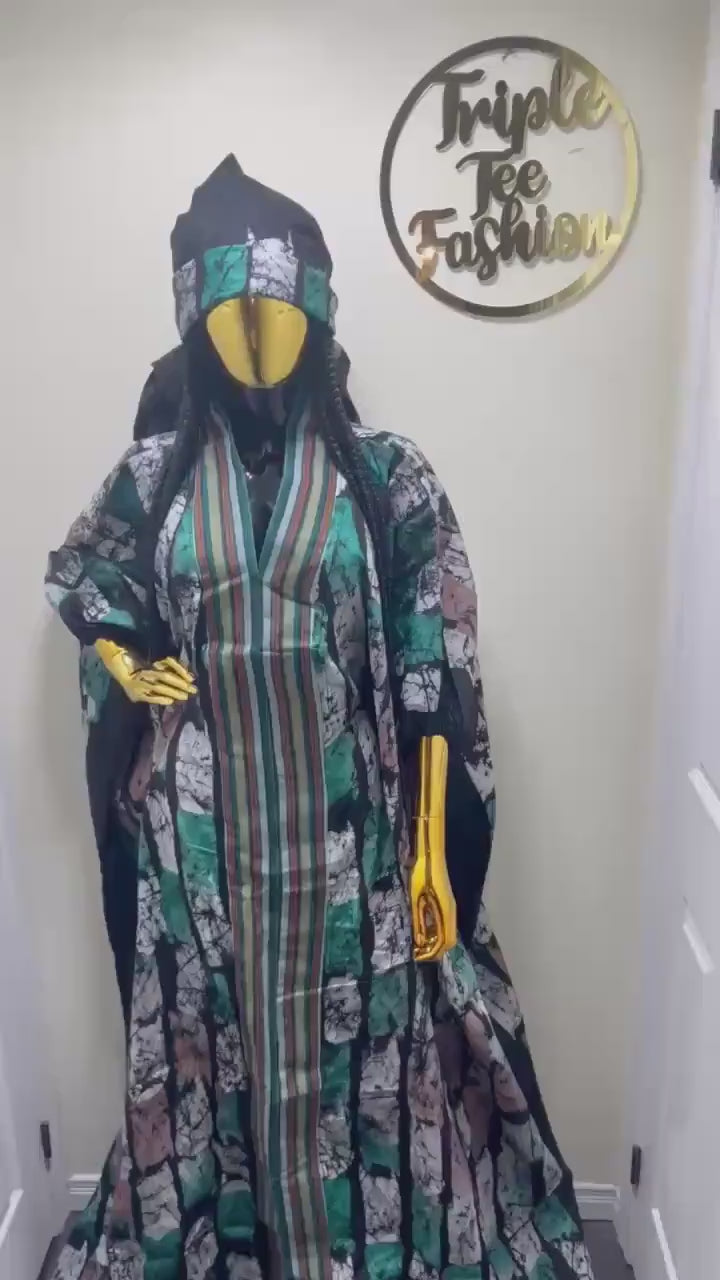 African Adire Batik Boubou dress |Inner belt bubu Kaftan| Handmade African print dress | Nigerian made | Tie and Dye | Rich aunty| Ankara