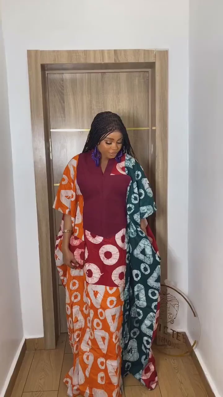 Handmade Adire Batik Kaftan Dress | Nigerian Print Boubou