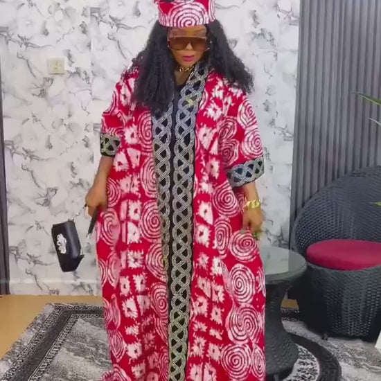 African Print Kaftan Dress with Headwrap, Ankara Maxi Dress, Bohemian Caftan