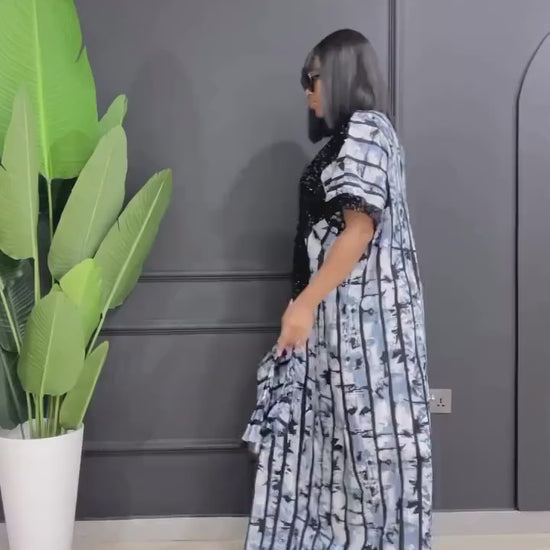 African Ankara and Sequins boubou dress| danshiki | Kaftan| African print dress | Nigerian made | Party dress| Boubou| Rich aunty vibes