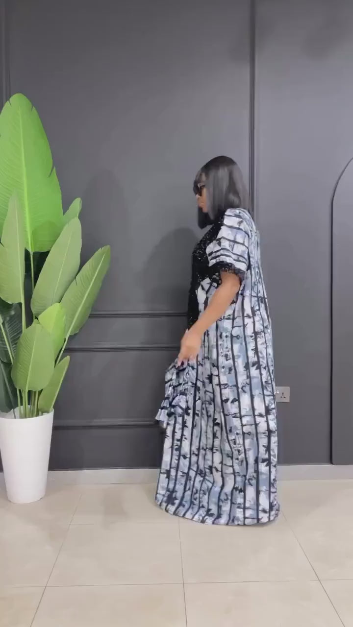 African Ankara and Sequins boubou dress| danshiki | Kaftan| African print dress | Nigerian made | Party dress| Boubou| Rich aunty vibes