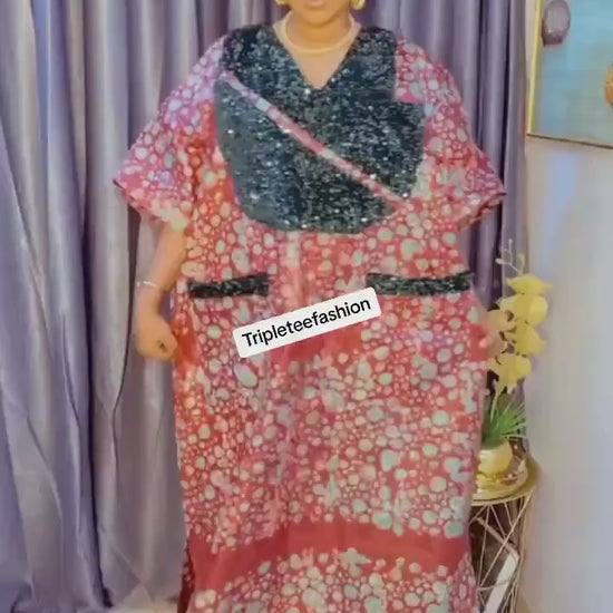 Sequin Kampala Cotton Boubou Kaftan | Plus Size African Dress