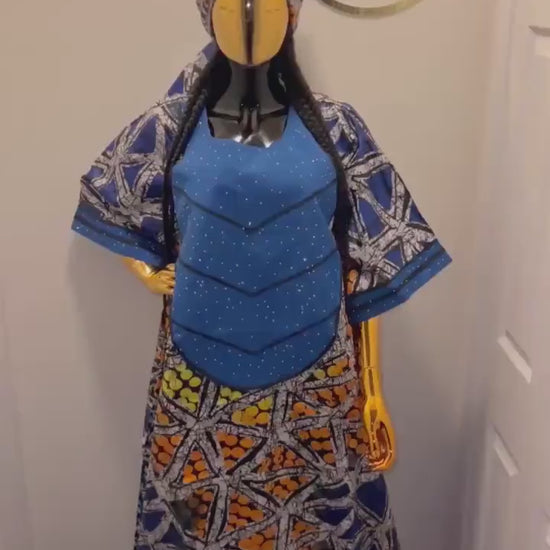 African Adire Brocade dress| danshiki |Handmade Kaftan| African print dress | Nigerian made | Adire Tie and Dye| Rich Aunty Vibes| Ankara