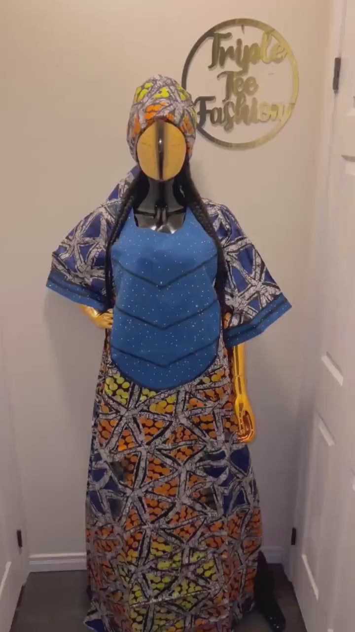 African Adire Brocade dress| danshiki |Handmade Kaftan| African print dress | Nigerian made | Adire Tie and Dye| Rich Aunty Vibes| Ankara
