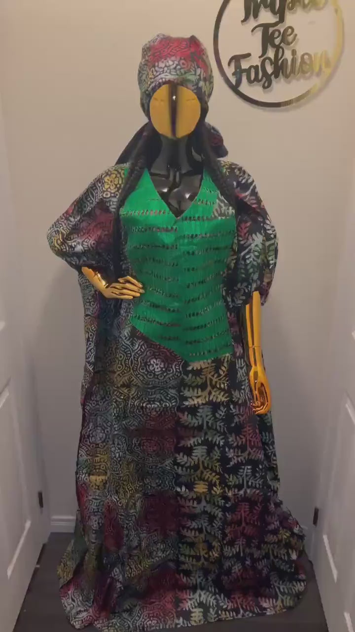 African Adire Batik Boubou dress |Inner belt bubu Kaftan| Handmade African print dress | Nigerian made | Tie and Dye | Rich aunty| Ankara