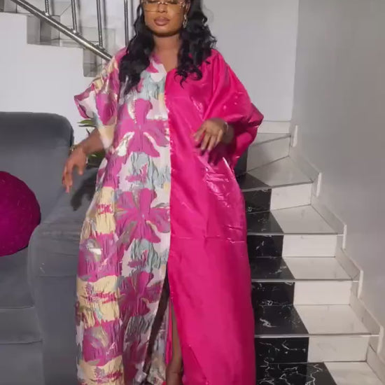 Mikado Silk Boubou Dress | African Brocade Kaftan, One Size