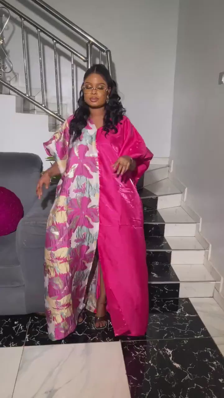 Mikado Silk Boubou Dress | African Brocade Kaftan, One Size
