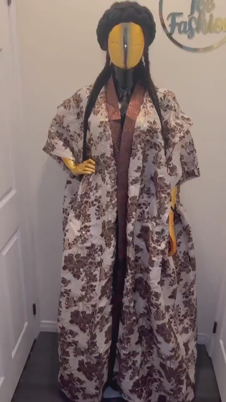 African 2 pieces brocade boubou| kimono and pants| Kaftan| Jalabiya| Rich aunty | Nigerian dress| European brocade