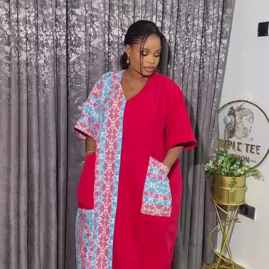 Akwete Aso Oke Boubou Dress with Scarf | African Kaftan, Traditional Nigerian Wear