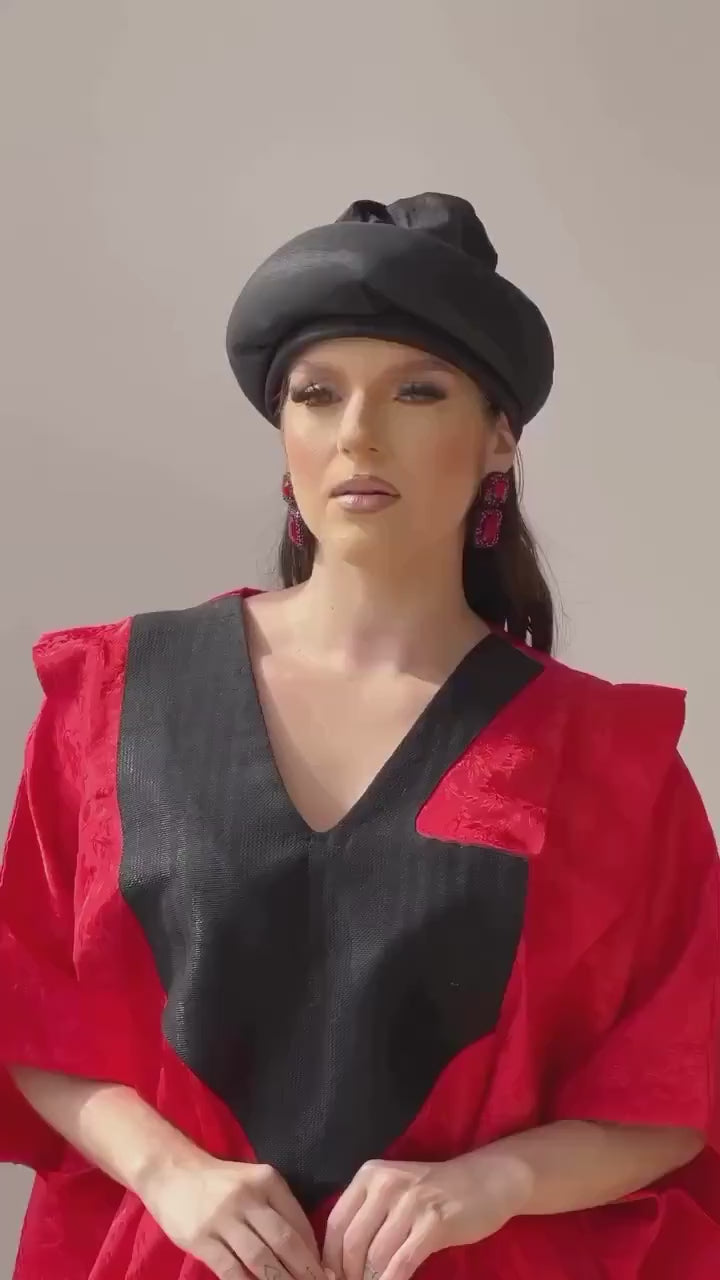 Red Silk Kaftan | African Boubou Dress