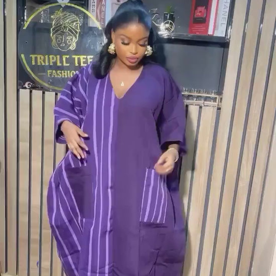 Handmade Aso Oke Boubou Kaftan | Nigerian Dress, Up to Size 24