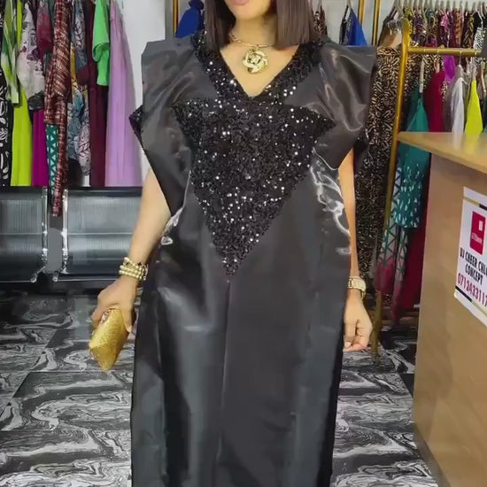 African Liquid mikado and Sequins boubou| danshiki | Kaftan| Jalabiya| Rich aunty | Nigerian dress| Party dress| Mikado boubou