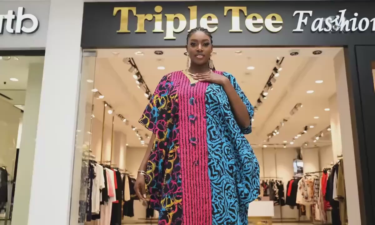 Ankara Kaftan Dress | Nigerian Aso Oke Bubu, One Size