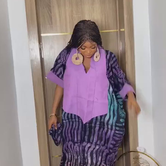 Handmade African Adire Batik Kaftan Dress | Nigerian Boubou