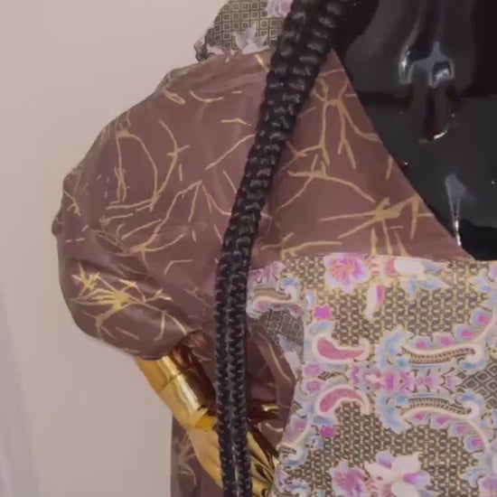 Brocade Boubou Dress: Sequin Mikado Kaftan with Matching Scarf