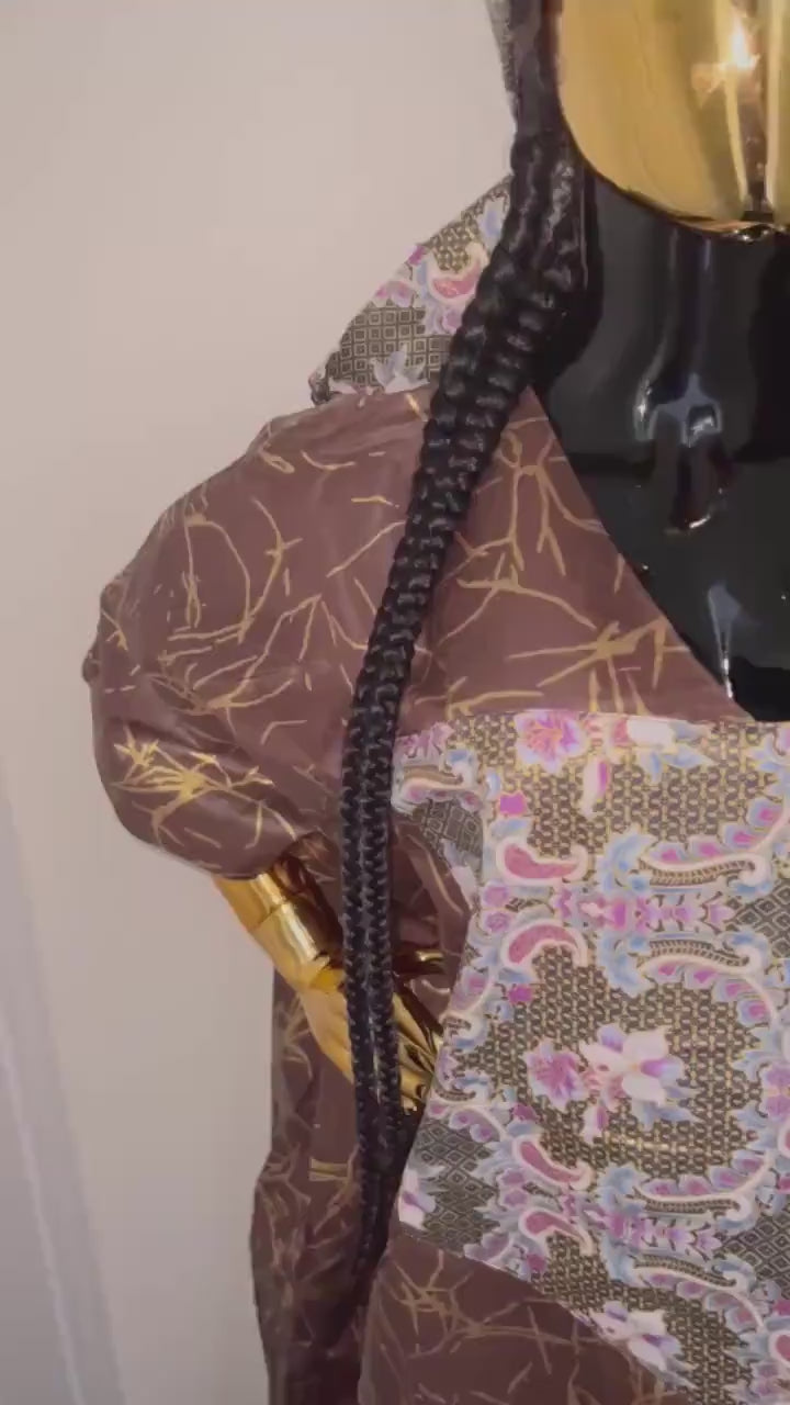 Brocade Boubou Dress: Sequin Mikado Kaftan with Matching Scarf
