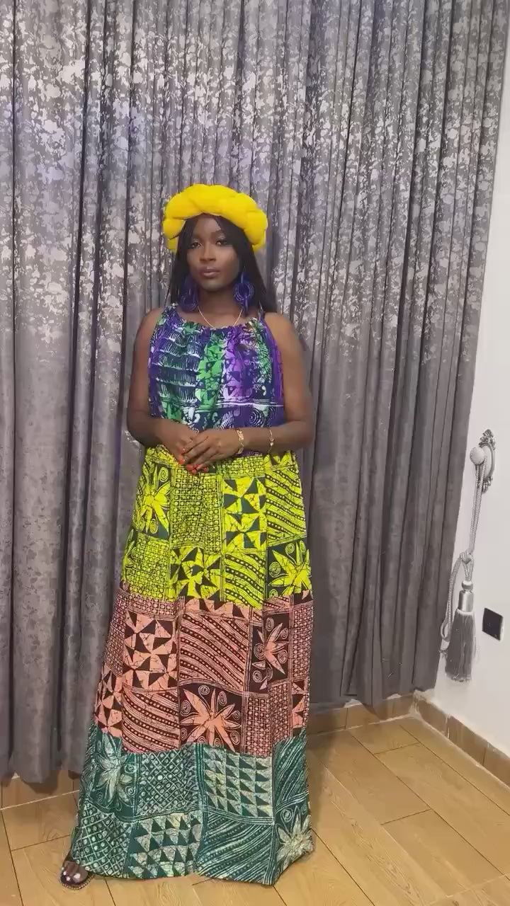 African Print Adire Batik Kaftan Dress | Handmade Nigerian Boubou
