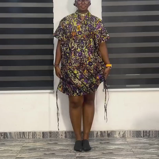 African Ankara Adire print dress| Short danshiki |Short Kaftan| African wear | Nigerian made | Boubou | Rich Aunty Vibes