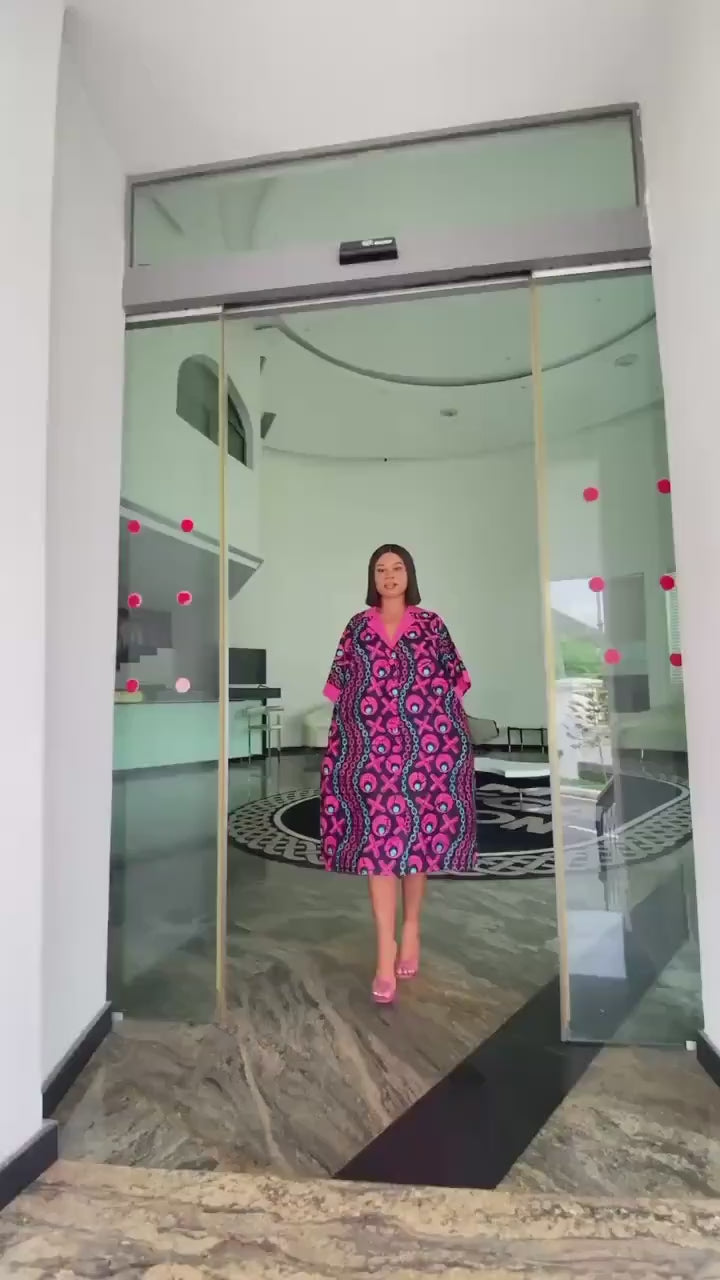 African Ankara Adire print dress boubou Kaftan| Short danshiki |Short Kaftan| African wear | Nigerian made | Boubou | Rich Aunty Vibes