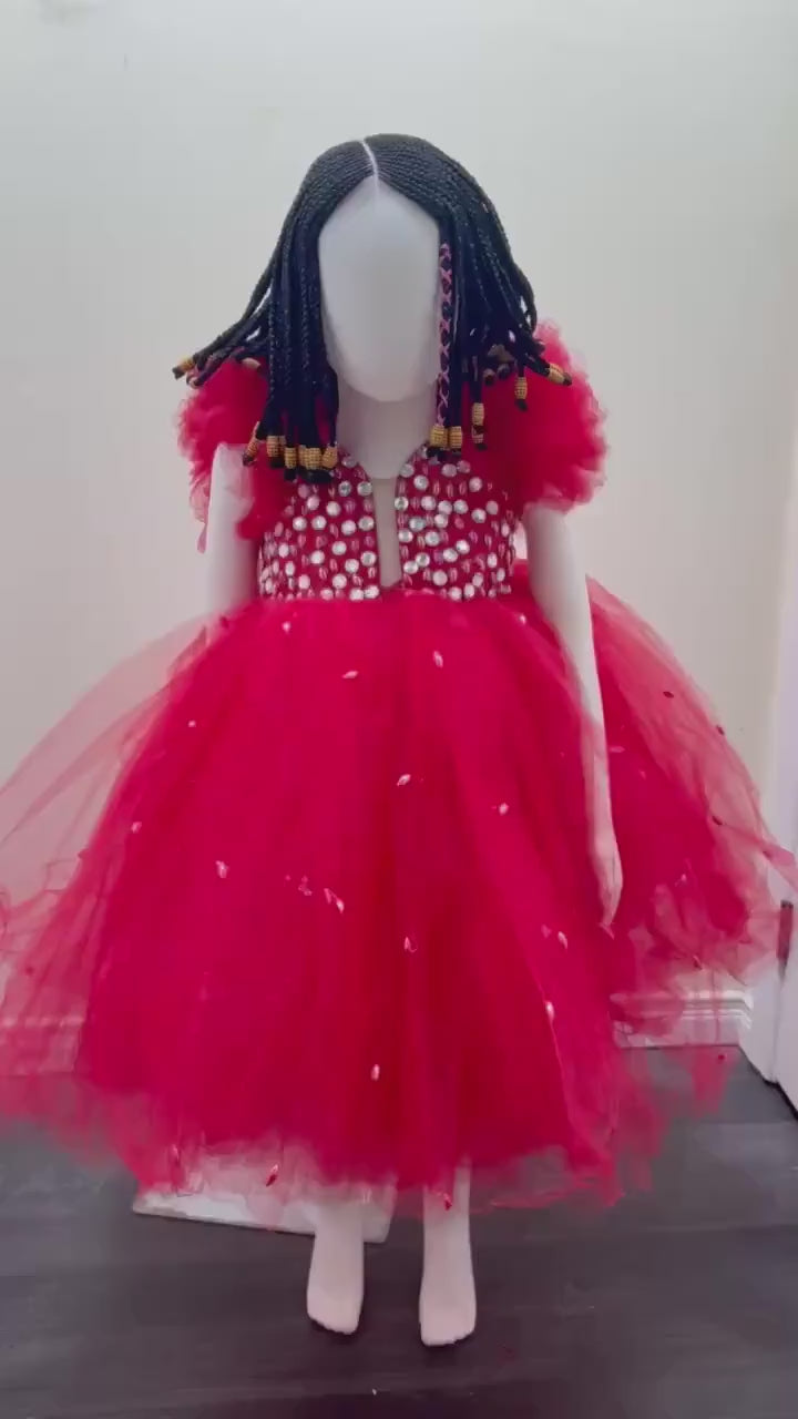 Princess Baby Girl Birthday Ballgown: Satin & Lace, 12-18 Month