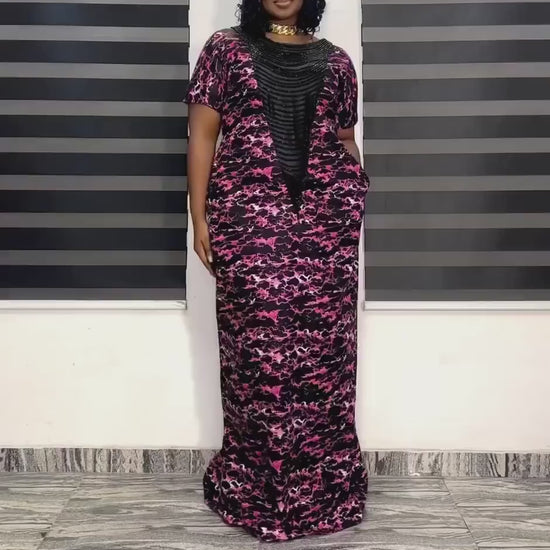 Handmade Ankara Boubou Dress | Beaded African Kaftan