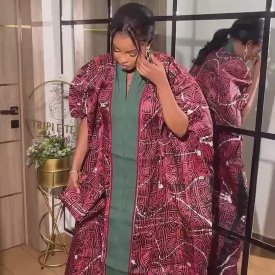 Handmade African Adire Batik Kaftan Dress | Nigerian Boubou