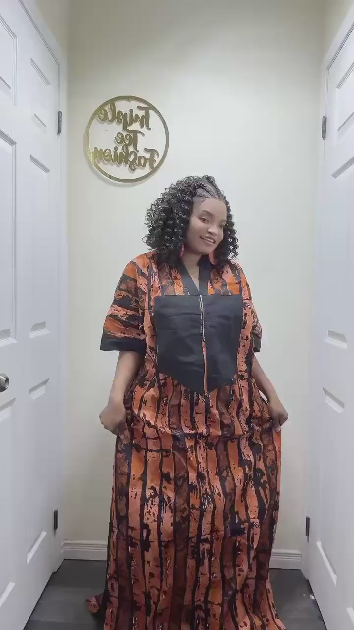 Ankara Kaftan Dress: Long African Bubu Gown, Plus Size